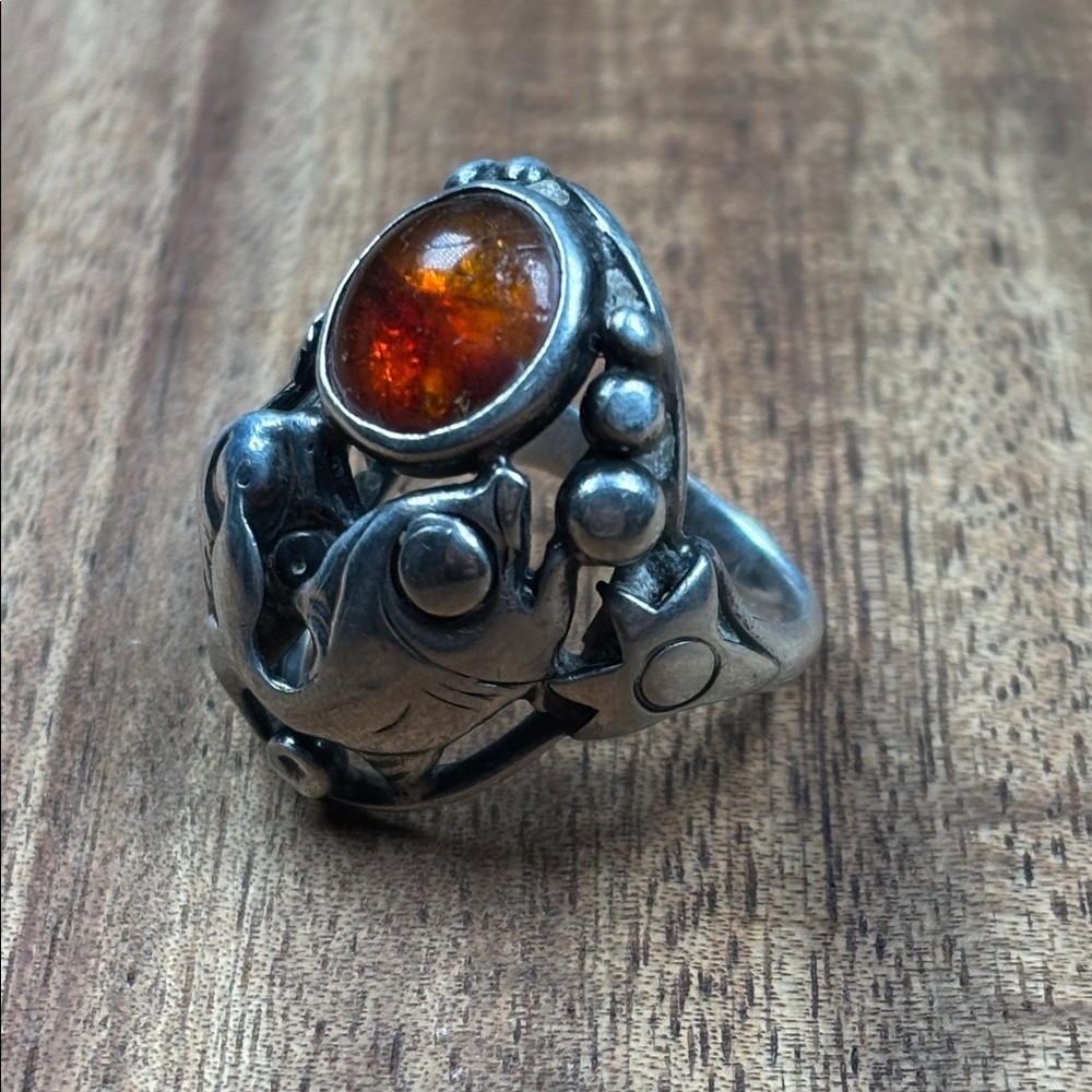 Niels Erik From (Denmark) sterling silver & Baltic Amber ring